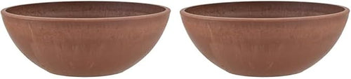 PSW Pot Collection Shallow Garden Bowl Low Planter for Succulents, Bonsai, Fairy Gardens, Herbs, 10-inch, Terra Cotta Color (Pack of 2)