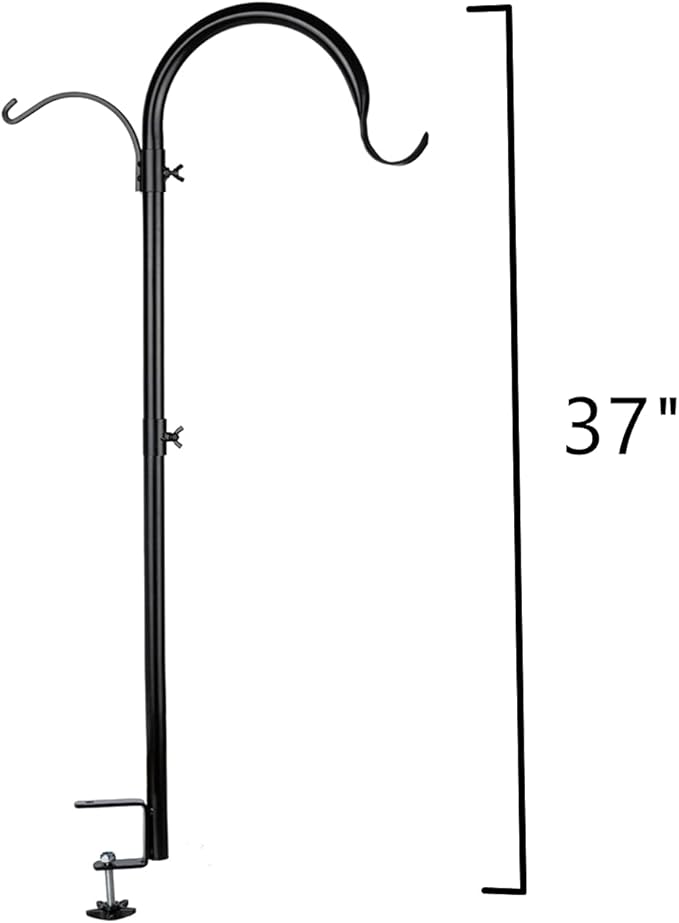 WOSIBO 3 Pack Three Span Deck Hook, 37 Inches Deck Bird Feeder Pole, Hanging Baskets Porch Multi-Hook for Deck Kit with Three Branches for Plant Hangers, Lanterns, Wind Chimes and More