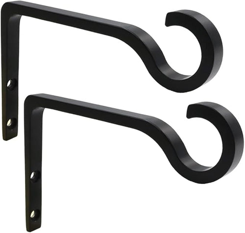 Hanging Plant Bracket 6inch Metal Plant Hook Shepherds Hook Decorative Wall Plant Hanger for Hanging Lanterns, Bird Feeder, Flower Basket, Home Decor Indoor & Outdoor 2 Pack (Black)