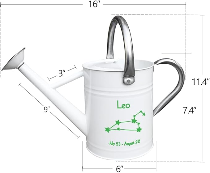 Metal Watering Can for Outdoor and Indoor Plants, Watering Can Decor, 1 Gallon (Leo)