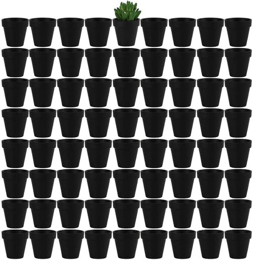 Yishang 72 pcs Small Mini Black Clay Pots, 2.5'' Terracotta Pot Clay Ceramic Pottery Planter,Cactus Flower Terra Cotta Pots,Succulents Nursery Pots,with Drainage Hole,Great for Crafts,Wedding Favor
