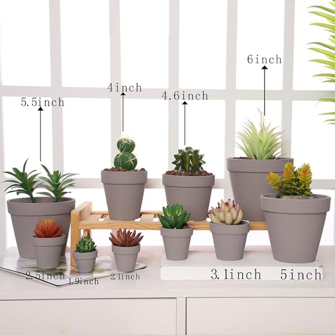 Yishang 2 inch Grey Small Terracotta Pots with Drainage Holes,Mini Clay Ceramic Pottery Planter,Cactus Flower Nursery Terra Cotta Pots, for Indoor/Outdoor Succulent Plants, Crafts(80 Pack)