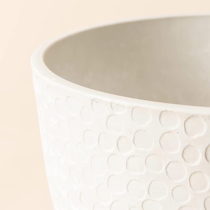 LA JOLIE MUSE Outdoor Indoor Tree Planters,14 Inch Large Planter Flower Pots,Modern Decorative White Planter Pot for House Plants,Honeycomb