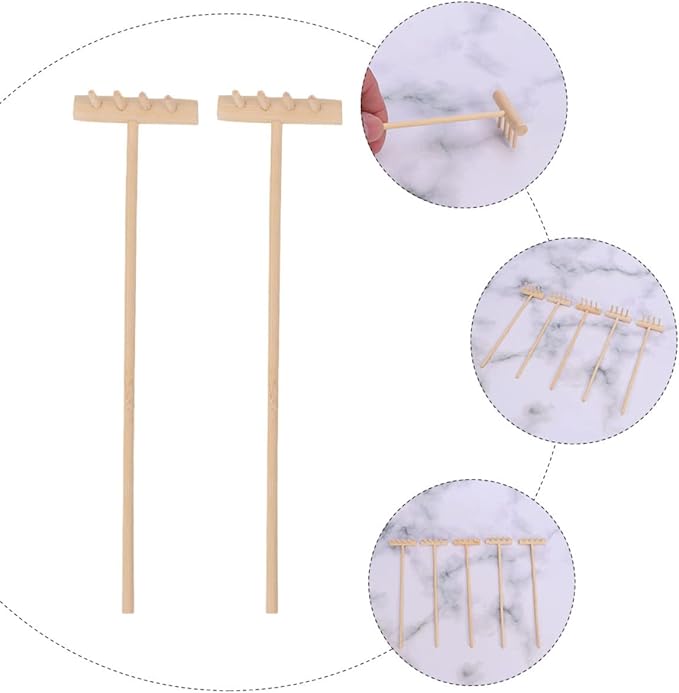 EXCEART Mini Rake Set - 24 Pcs Miniature Sand Garden Tools for Zen Meditation - Bamboo Smooth Toolkit for Kids Sand Tray