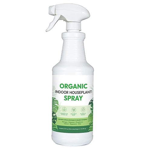 Organic Indoor Houseplant Spray - Liquid Plant Food in a Spray Bottle (Foliar Fertilizer) | Use on All Live Indoor Plants, Orchids, and Succulents | No Mixing Required (32oz)