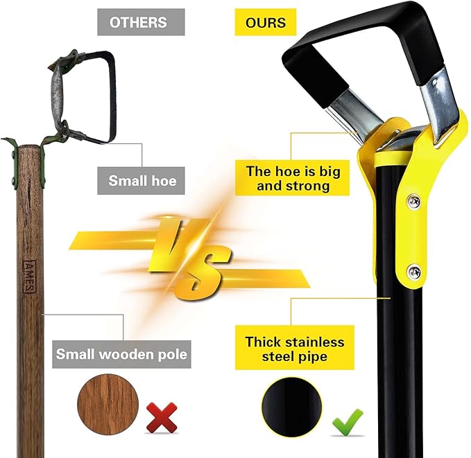 72 inch Garden Hoe, weeding tools for garden,Handheld Weeding Rake Planting Vegetables Farm,Sharp Durable Gardening Gifts for Hoe Garden Tool Traditional Steel Quenching Forging Process