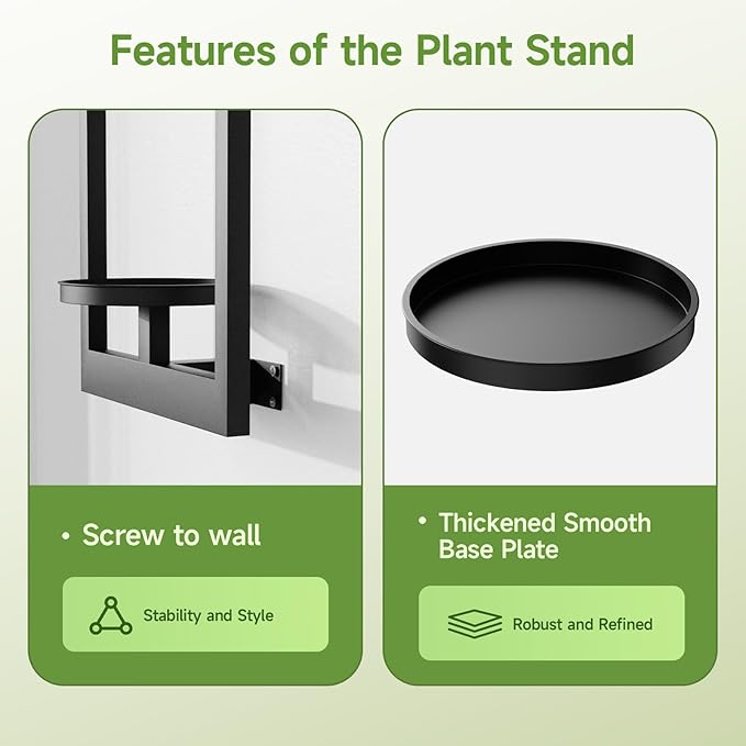 Picture Frame Wall Plant Holder, Metal Window Plant Shelves Plant Holder for Indoor Plants, Hanging Wall Planters Wall-Mounted Plant for Home, Office, and Garden (Black, 3PCS)