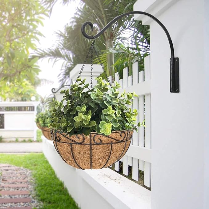 Qiang Ni Heavy-Duty Plant Hanger Outdoor: Hanging Plant Hook for Outside Basket - 16-Inch Wall Mount Plant Bracket for Bird Feeder