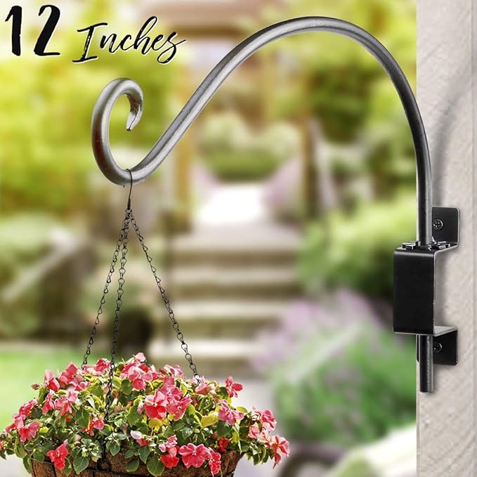 AJART Bird Feeder Hanger of Swivel Hanging Plant Bracket for Outdoor(Black) More Suitable for Outside birdhouses Plant Hooks (12"-2PCs)