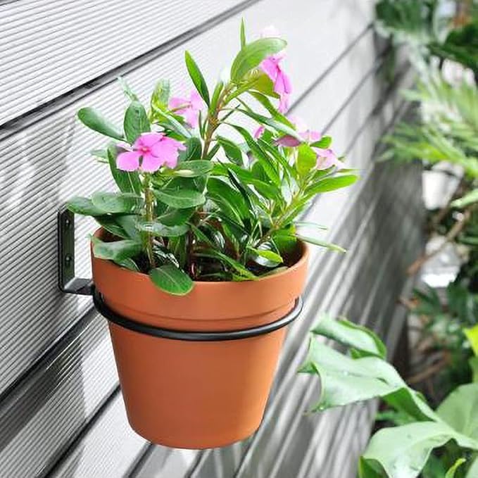 4 Pack 6in Flower Pot Holder Ring Wall Mounted Metal Planter Hooks Hangers Wall Bracket Wall Planter Hook (4, 6")