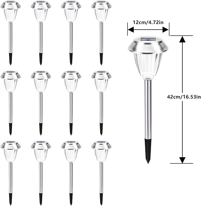 Solar Pathway Lights - 12 Pack Landscape Lawn Solar Lights Outdoor Waterproof,Super Bright LED Warm White & IP65 Garden Lights Stakes for Path, Yard Decoration, Driveway, Walkway