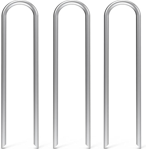MySit 24 Pack 6 Inch Garden Stakes Heavy Duty 11 Gauge Galvanized Yard Staples U Pegs Fences Drip Irrigation Securing Stakes Loop Stake for Anchoring Lawn Drippers Soaker Hose