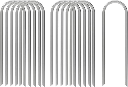 AAGUT 100x Metal Garden Stakes Tent Drip Line Irrigation Stakes,12 Inch Round Top Yard Chicken Wire Staples,Soaker Hose Tubing Spikes Landscape Fabric Staples, Sod Fence Lawn Ground Weed Barrier Pins