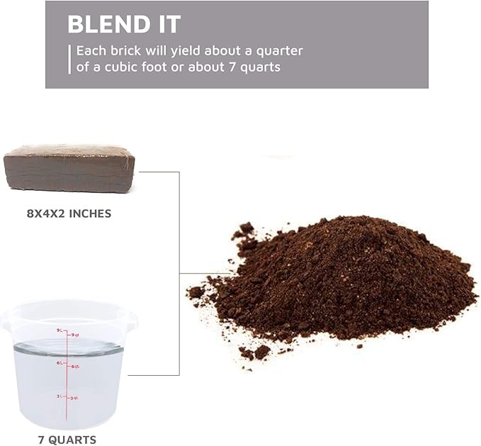 UBICON Easy Use Coco Coir Organic Top Soil for Indoor/Outdoor Plants; 4 Bricks Expands to 10 Gallons, Excellent Aeration, Reduces Weed Growth, and Retains Water (4)