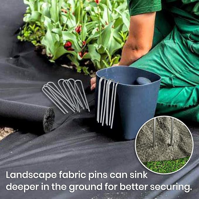 6 Inch Galvanized Garden Stakes Landscape Staples,Ground Stakes Heavy-Duty Sod Pins Anti-Rust Fence Stakes 50 Pack