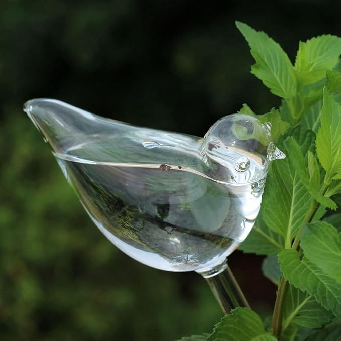 Mkono Plant Self Watering Globes Glass Water Bulbs for Planter Insert, Bird Shape Self Watering Devices Automatic Plant Waterer Spikes for Indoor Outdoor Plants, Gifts for Plant Lovers, 1 Pack