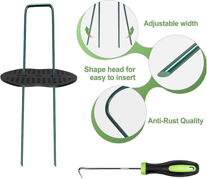 FOTMISHU Landscape Staples 5.7Inch 250Pcs Garden Stakes with 250pcs Gasket, Lawn Pins with Spray Coating Craft,11Gauge Anti-Rust Ground Yard Spikes Anchoring for Outdoor Tents Irrigation Hoses (Green)