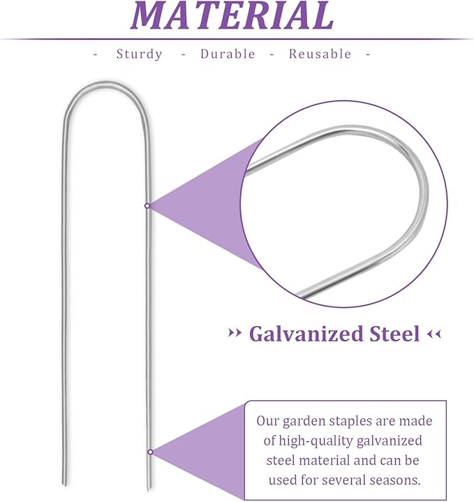 120 Packs Garden Stakes 6 Inches 12 Gauge Heavy Duty Tent Stakes Galvanized Steel Staples Securing Tent Pegs for Weed Fabric Landscape Fabric Netting Ground Sheet Fleece Irrigation Tubes