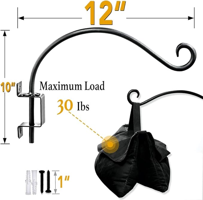 Swivel Bird Feeder Hanger Hook: Swivel Hanging Plant Bracket Outdoor - Wall Mount Swivel Hanging Hook for Bird Feeder 12-Inch
