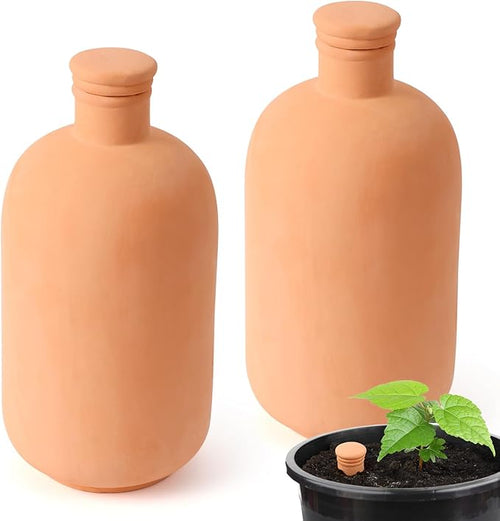 2pcs large Plant Watering Globes Ollas 10ร5ร5inch 61oz Terracotta Watering Pot Self Watering Planter Terra Cotta Clay Watering Spikes for Indoor Outdoor Plants Indoor Outdoor Large Reservoir Bulbs