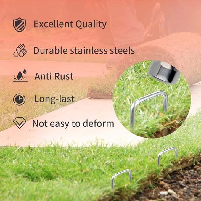 Landscape Staples, 50 Pcs Galvanized Garden Stakes, U-Shaped Tent Stakes, 6 Inch 11 Gauge Plant Cover Stakes, Anti-Rust Ground Sod Pins Yard Stakes for Landscape Weed Barrier Irrigation Tubing