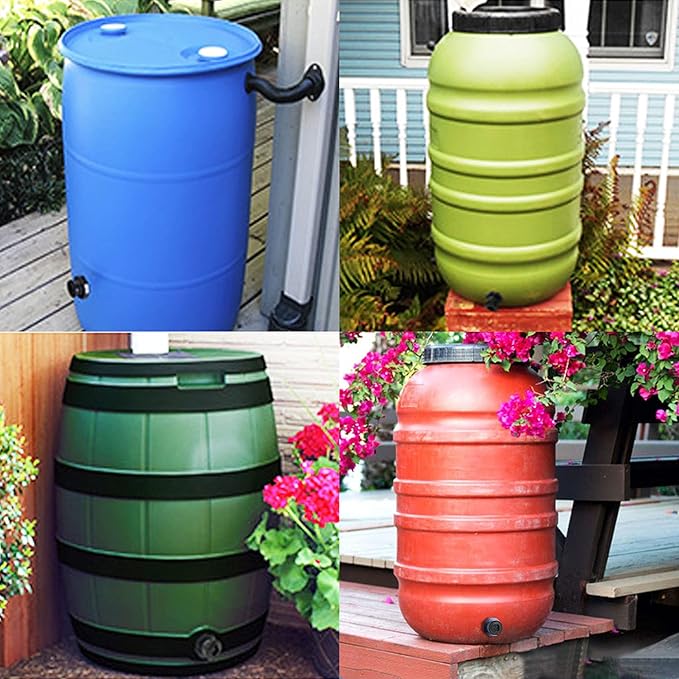 4 PCS Rain Barrel Bulkhead Fitting kit with Plugs and Hole Saw Tool, 1" (Inside Diameter is About 32mm) PVC Spigot Connector Kit for Rain Barrels Pools Aquariums (32mm ID Bulkhead 1")