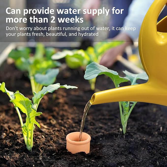 3pcs Ollas 10ร3.5ร3.5inch Terracotta Watering Pots Self Watering Planter Watering System 30.5oz Plant Watering Globes Clay Watering Pot with lid Terra Cotta Clay Irrigation Globes