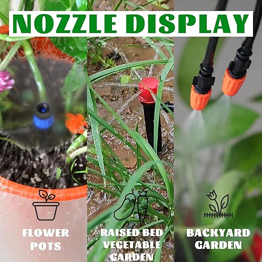 Drip Irrigation System for Garden, 226 Ft Watering System for Outdoor Plants, Greenhouse Sprinkler System Kits, Garden Raised Bed Irrigation Drip Irrigation Kits with 1/2 in,1/4 in Hose