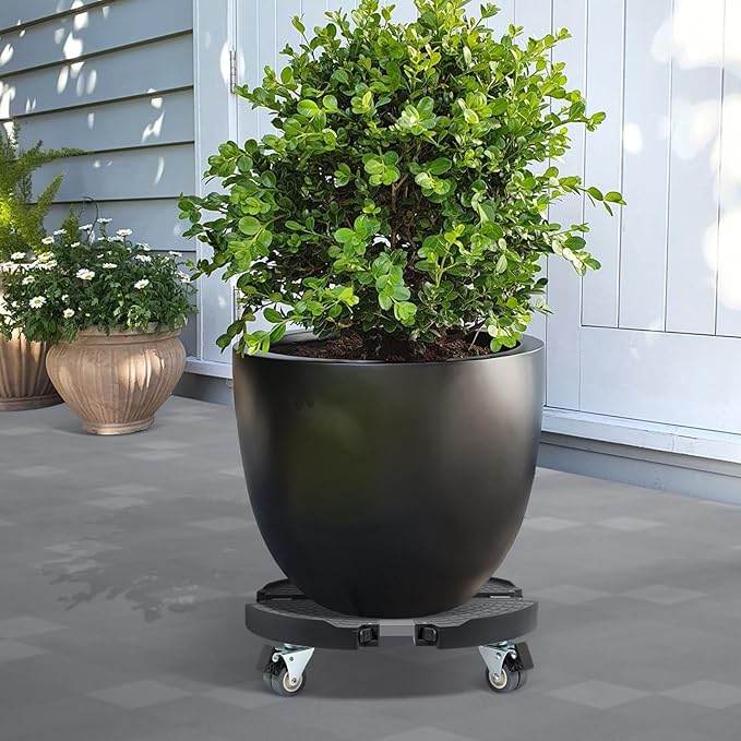 W B D WEIBIDA Plant Caddies with Wheels 2 Pack Heavy Duty Rolling Plant Stand Large Potted Plant Dolly Cart Garden Pot Mover