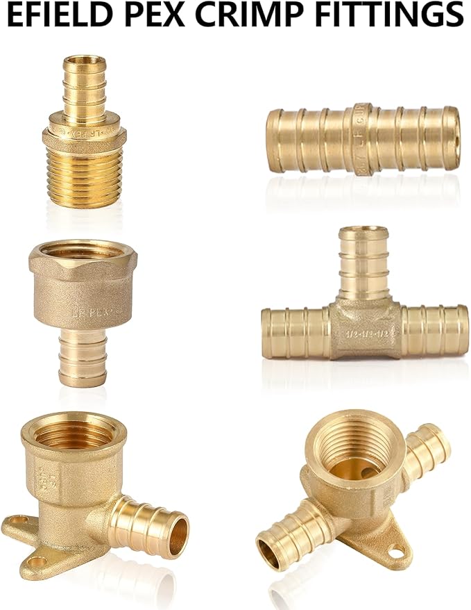 (Pack of 10) EFIELD Pex 1/2-inch Plug End Cap Pipe Barb Crimp Brass Fitting 1/2"