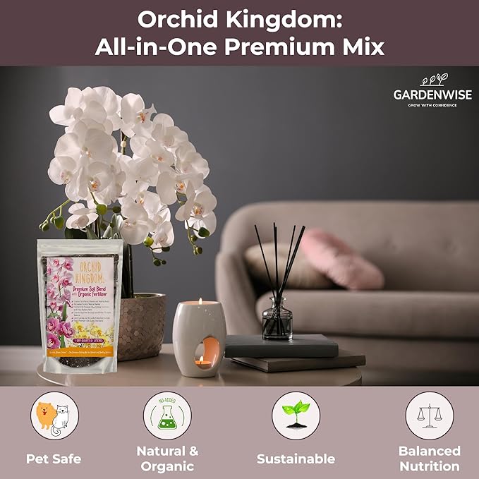 Orchid Potting Mix – Orchid Bark, Sphagnum Moss, Tree Fern & Perlite for Repotting Phalaenopsis Orchids, Indoor Plants, Orchid Soil Medium – Sustrato para Orquídeas (10 Quart)