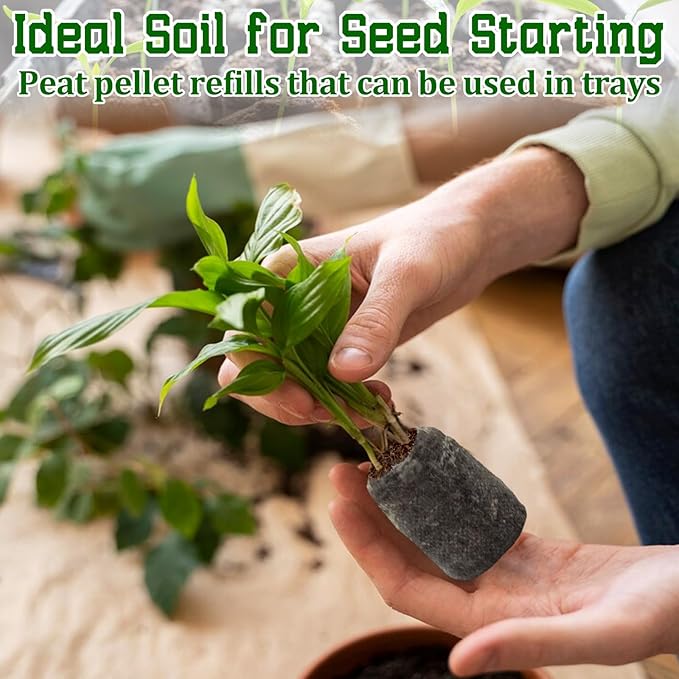 Halatool 200 Pcs 30mm Peat Pellets Block Potting Soil for Seedlings, Compressed Garden Soil Seed Starter Nutrient Peat Pods for Starting Seeds, Planting Flowers, Vegetables, Herbs