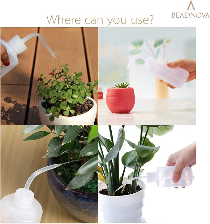 BEADNOVA Squeeze Bottle Plant Watering Can Eye Wash Bottle Squeeze Irrigation Bottle Plastic Small Watering Can for Indoor Plants Tattoo (2pcs, 250ml and 500ml)