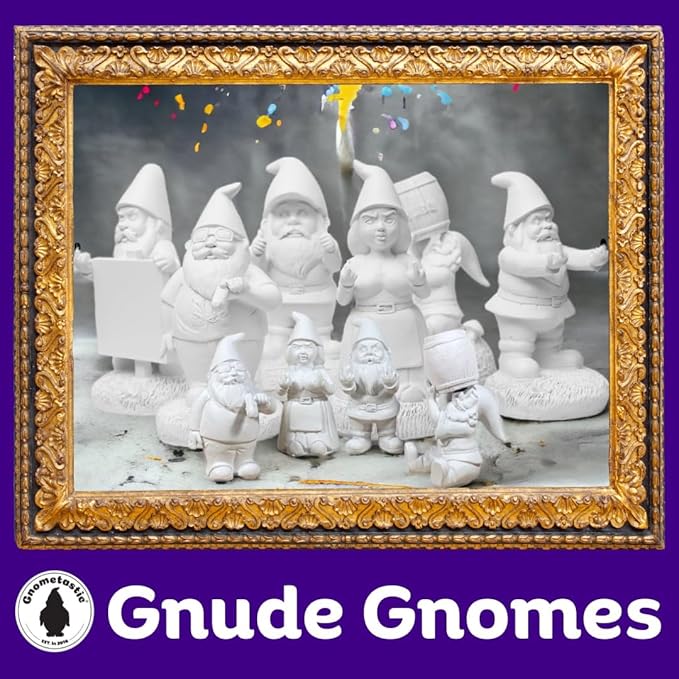Gnometastic Gnude Gnomes - Middle Finger Unpainted Gnome, 12.5in, Paint Your Own Gnome - Funny Garden Gnomes to Paint for Adults, Polyresin Outdoor or Indoor