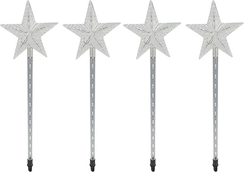 Alpine Corporation Holiday Décor Shooting Star Garden Stake with LED Lights, 4-Pack, Christmas Decoration