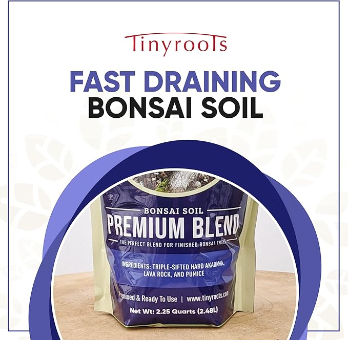 Bonsai Outlet Premium Bonsai Soil - Tinyroots 2.25 Quart Soil Blend for Finished Bonsai, Ideal for Water Retention and Root Development, Made from Genuine Akadama, Red Lava Rock and Pumice