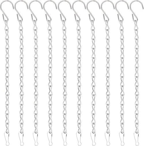 10 Pack 9.5 Inch Silver Hanging Chains for Hanging Bird Feeders, Bird Houses, Planters, Baskets, Birdbaths, Lanterns, Wind Chimes, Billboards, Signs and Ornaments