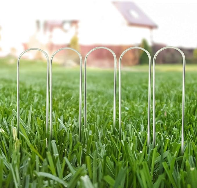 240 Packs Garden Stakes 6 Inches 12 Gauge Heavy Duty Tent Stakes Galvanized Steel Staples Securing Tent Pegs for Weed Fabric Landscape Fabric Netting Ground Sheet Fleece Irrigation Tubes
