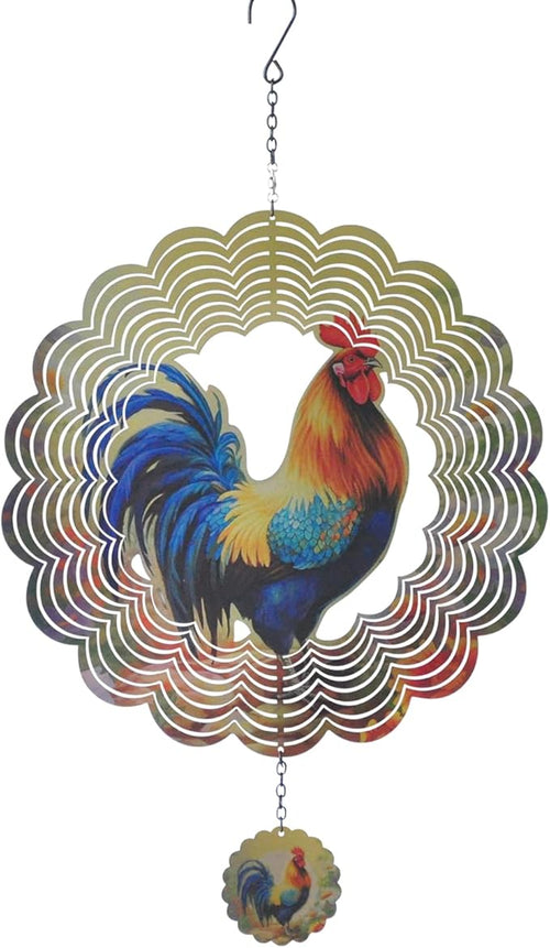 Rooster Wind Spinners 3D Hanging Wind Spinner Outdoor Clearance for Yard and Garden Decor 12inch Chicken Gifts for Women Mom