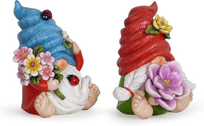 Hodao Spring Garden Decorations - Gnomes Decorations - Summer Gnomes Decorations - Ladybug Flower Decor - Spring Home Decor - Foot Gnomes(2Pcs) (Multicolor)