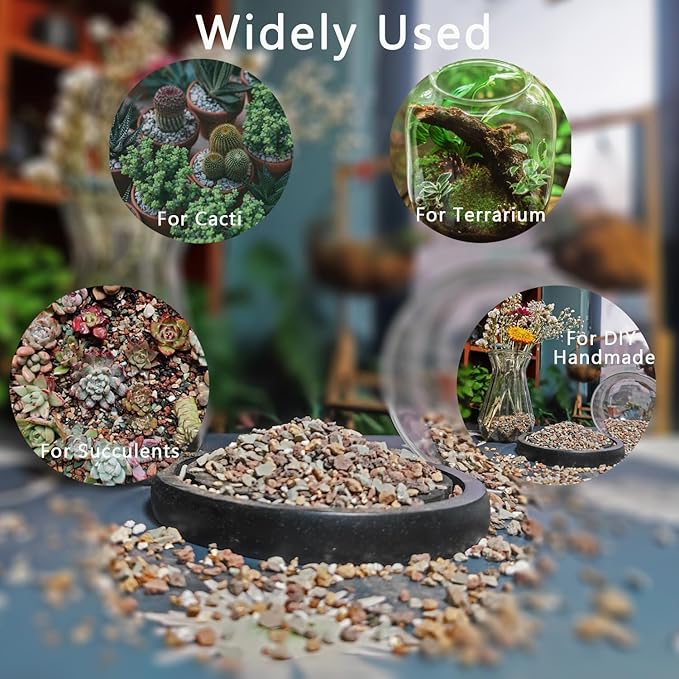 Mix Horticultural1.5lbs Lava Rocks Mixed Potting Soil for Plants Bonsai Succulents and Cacti Soil Decoration Gravel Volcanic Pumice Stones for Terrarium, Top Dressing, Fairy Gardening