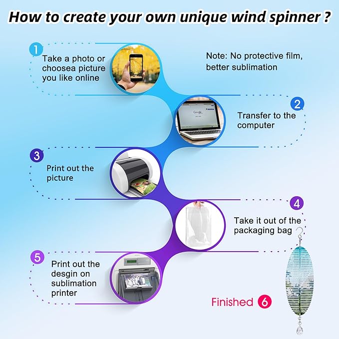 Sublimation Wind Spinner Blanks 8 Inch 5 Pack Wind Spinners Sublimation Blanks with Crystal Pendant Aluminum Metal Wind Spinners for Yard Garden Indoor Outdoor Window Porch Decoration(Fishbone