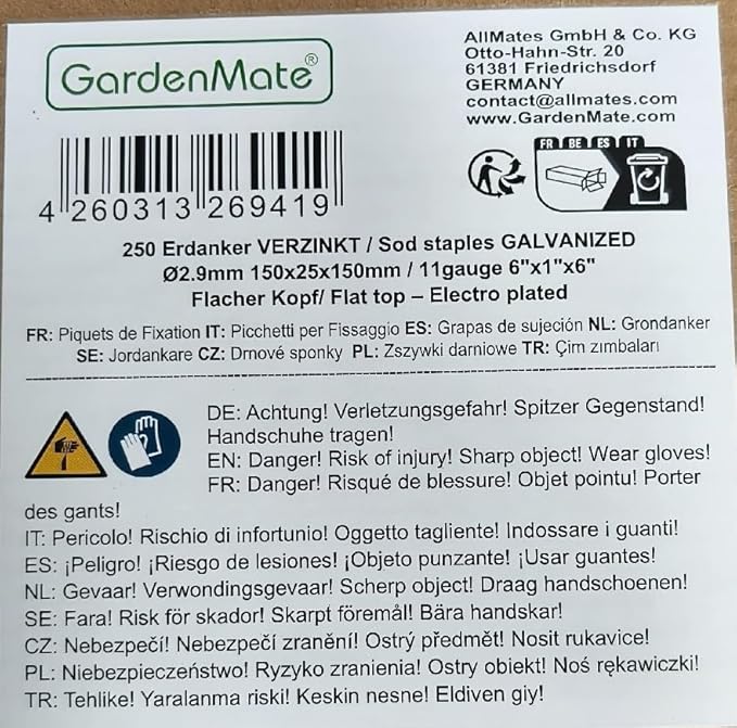 500-Pack Anti-Rust 6'' 11 Gauge Heavy-Duty Flat-Top U-Shaped Garden Stakes Staples Spikes Pins Pegs - Ground Stakes for Anchoring Landscape Fabric