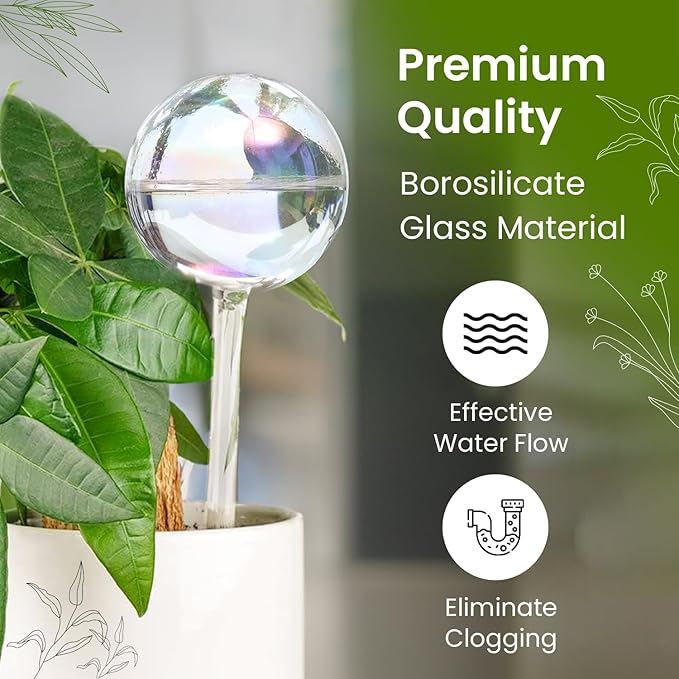 6 Pcs Iridescent Self Watering Globes, Glass Rainbow Plant Watering Globes, Self Watering Planter Insert, Automatic Plant Waterer Indoor, Plant Watering Devices, Plant Water Globes, Watering Bulb
