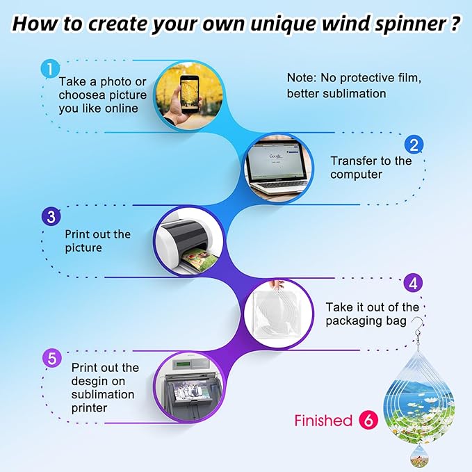 Sublimation Wind Spinner Blanks 8 Inch 4 Pack Wind Spinners Sublimation Blanks with Crystal Pendant Aluminum Metal Wind Spinners for Yard Garden Indoor Outdoor Window Porch Decoration(Waterdrop
