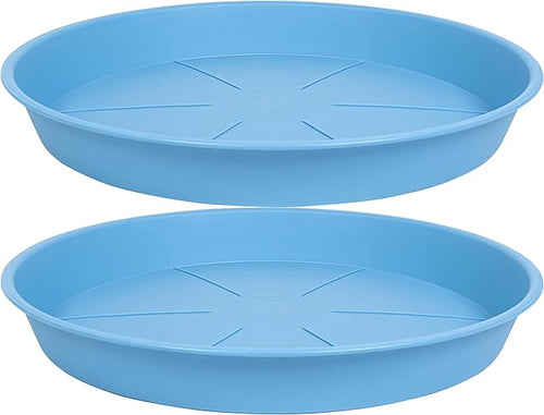 2 Pack of Plant Saucer Tray 19 inch, Heavy Duty Plastic Pot Plant Drip Trays Saucers for for Indoors Outdoor, Plant Water Tray for Planters 16-19" (19", Light Blue)