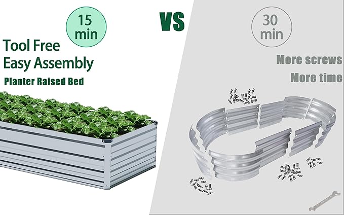 MGNO 2pcs 12x4x1FT Galvanized Raised Garden Bed-Outdoor Planter Box for Vegetables-Metal Garden Bed,RRectangle Planting Box for Herb,Flower
