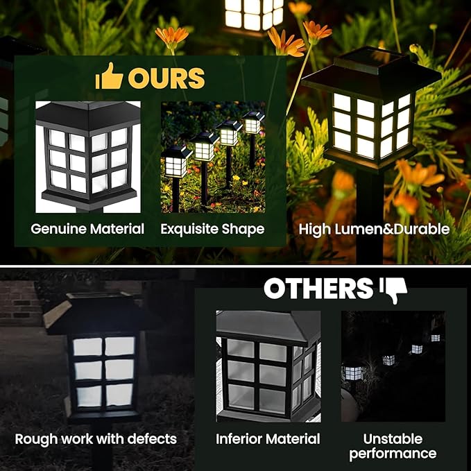 GIGALUMI Solar Outdoor Lights,6 Pack LED Solar Lights Outdoor Waterproof, Solar Walkway Lights Maintain 10 Hours of Lighting for Your Garden, Landscape, Path, Yard, Patio, Driveway