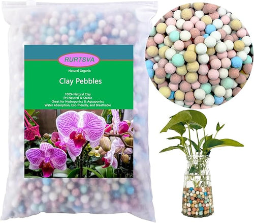 Natural Organic Colorful Leca Balls 2LBS for Plants, 8mm-10mm Ceramsite Clay Pebbles Indoor Potting Garden Soil for Orchid, Succulents, Hydroponics, Decoration, Drainage (2LBS, Colorful, 1)