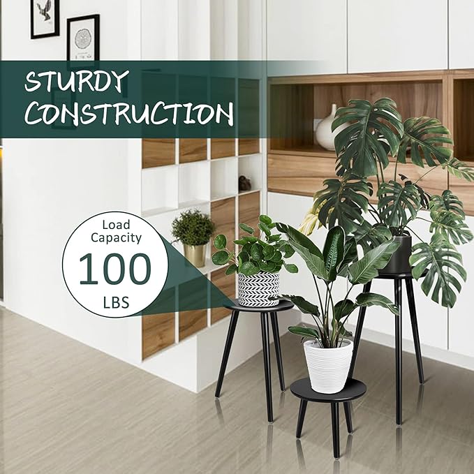 Uneedem Indoor Plant Stand, Modern Plant Table 8.9" Tall Wood Mid Century Flower Holder Small Round Side End Table